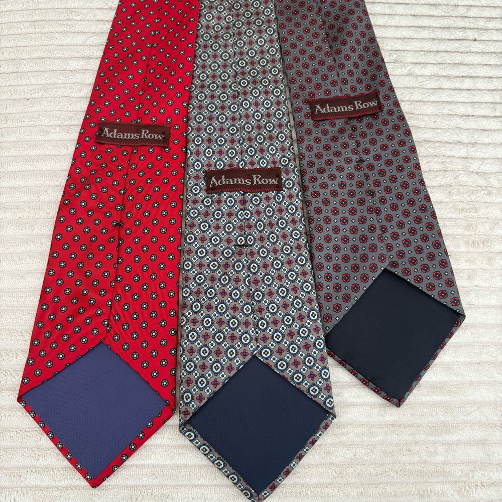 Adams Row (3) Red and Blue Silk Ties Classic Accessories